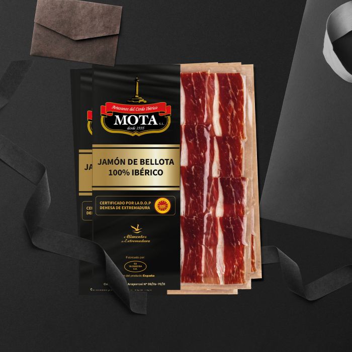 Jamón de bellota 100% ibérico D.O Dehesa de Extremadura Loncheado a cuchilo gratis