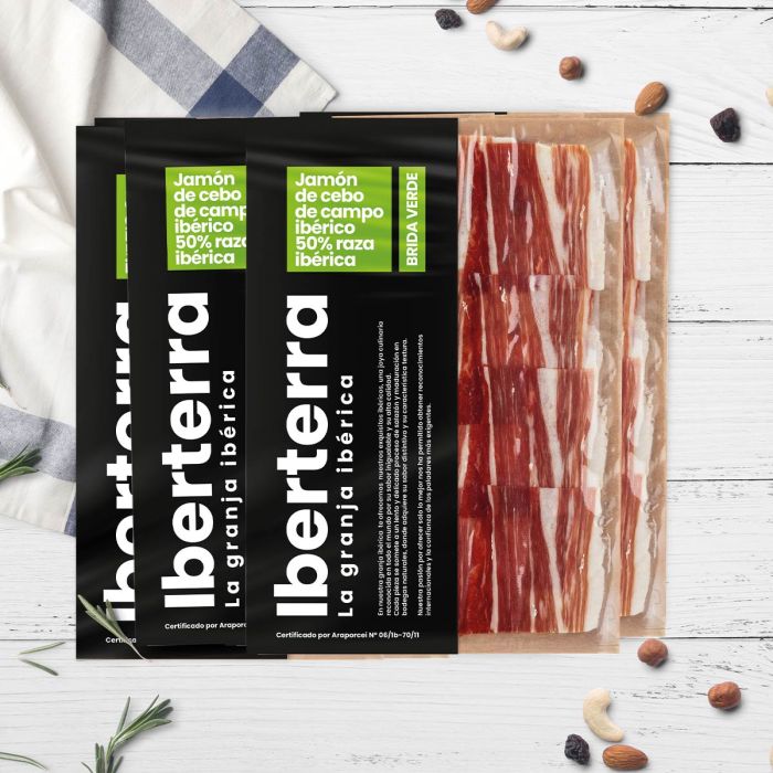 Jamón ibérico cebo de campo en oferta. Loncheado a cuchillo Gratis